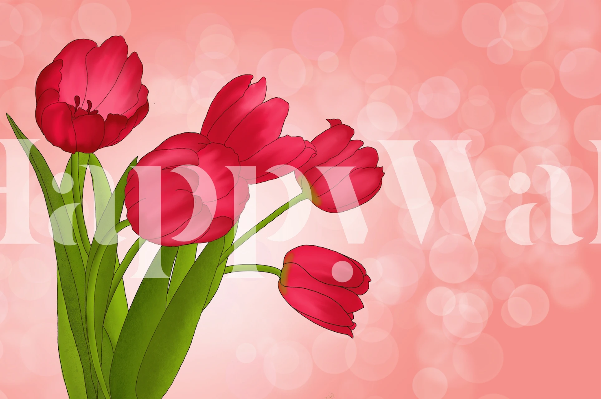 Red Tulips tapetti huoneessa