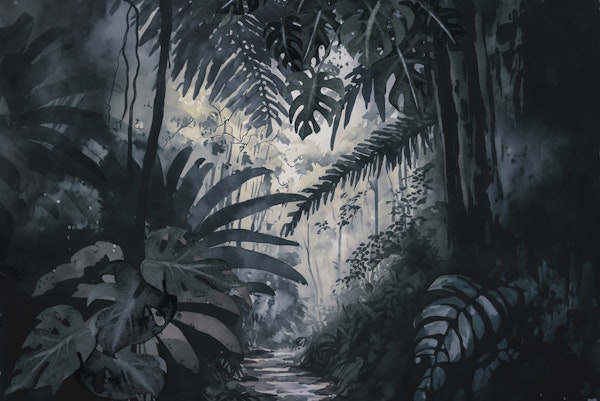 Tropical Jungle Teal Grey