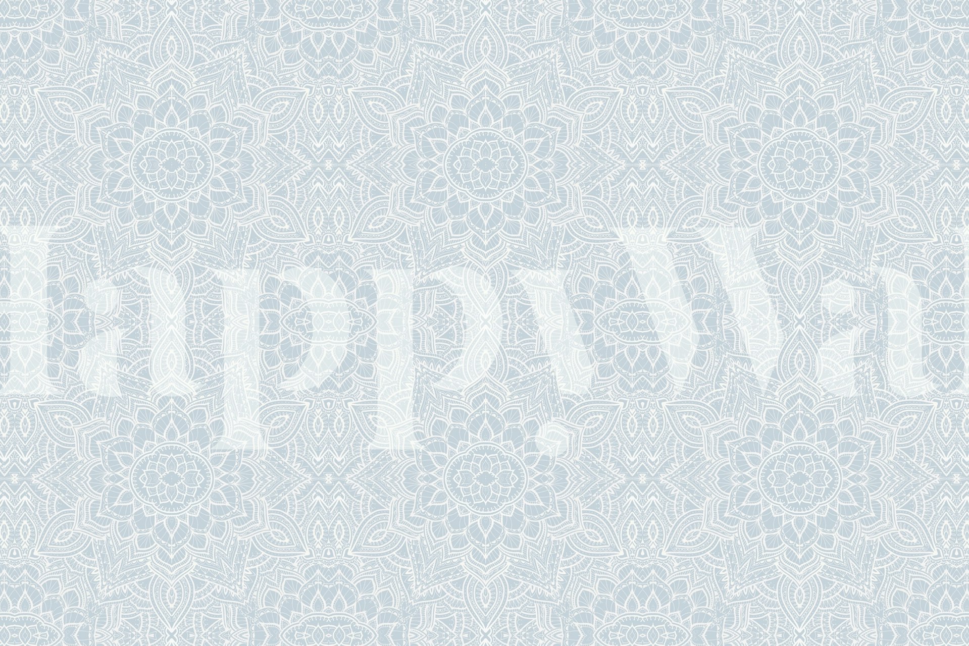 Pastel blue mandala pattern wallpaper with intricate designs