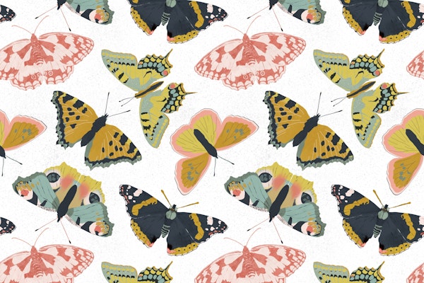 Butterflies Garden white