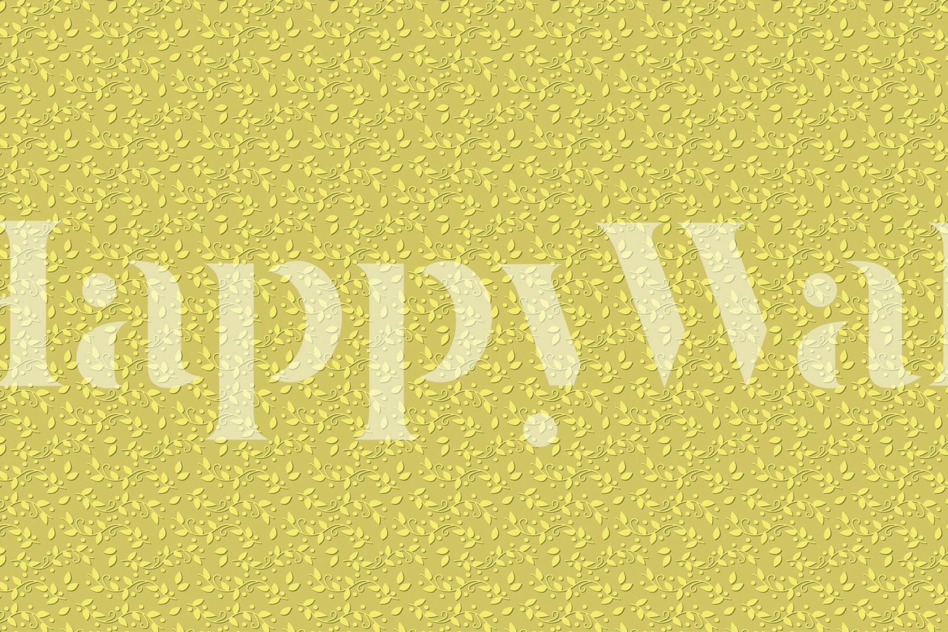 Garland wallpaper in yellow and gold displayed in a room.