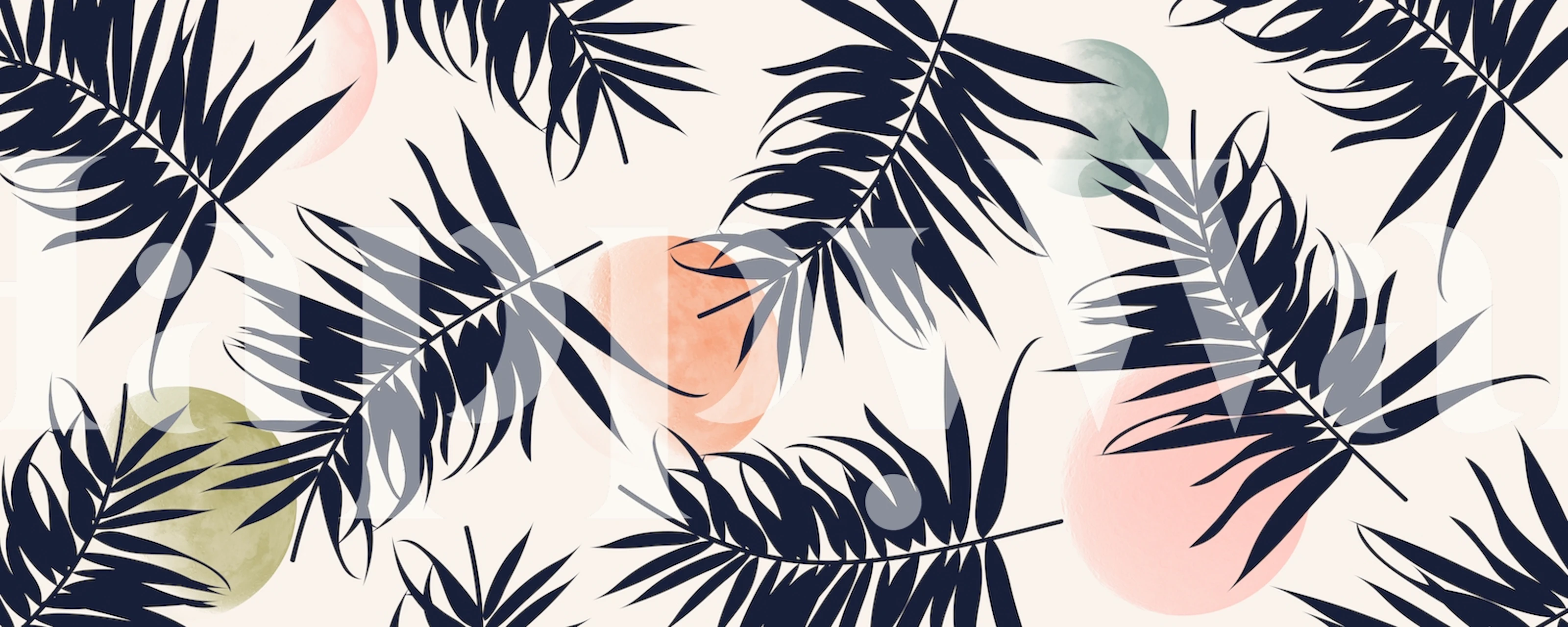 Retro tropical wallpaper featuring palm leaves