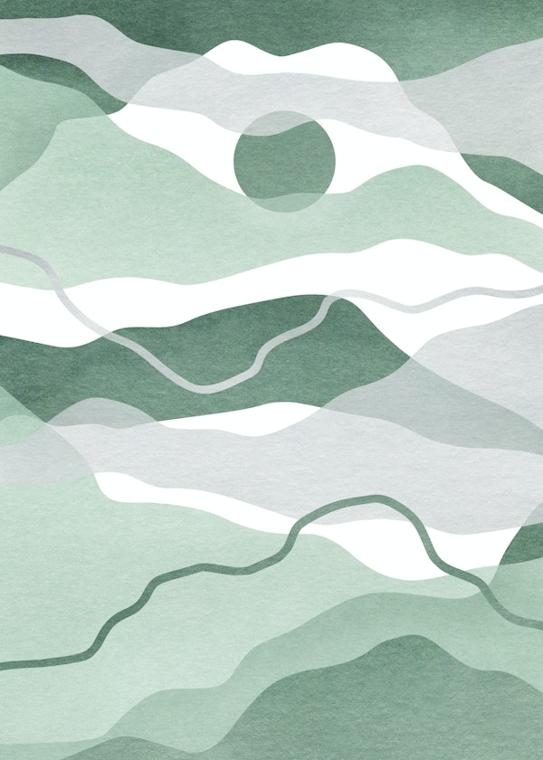 Green watercolor landscape