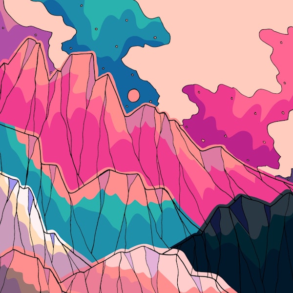 The pink and blue peaks