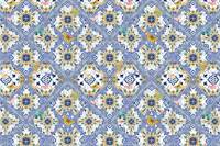 Blue tiles, yellow flowers and butterflies II tapeta