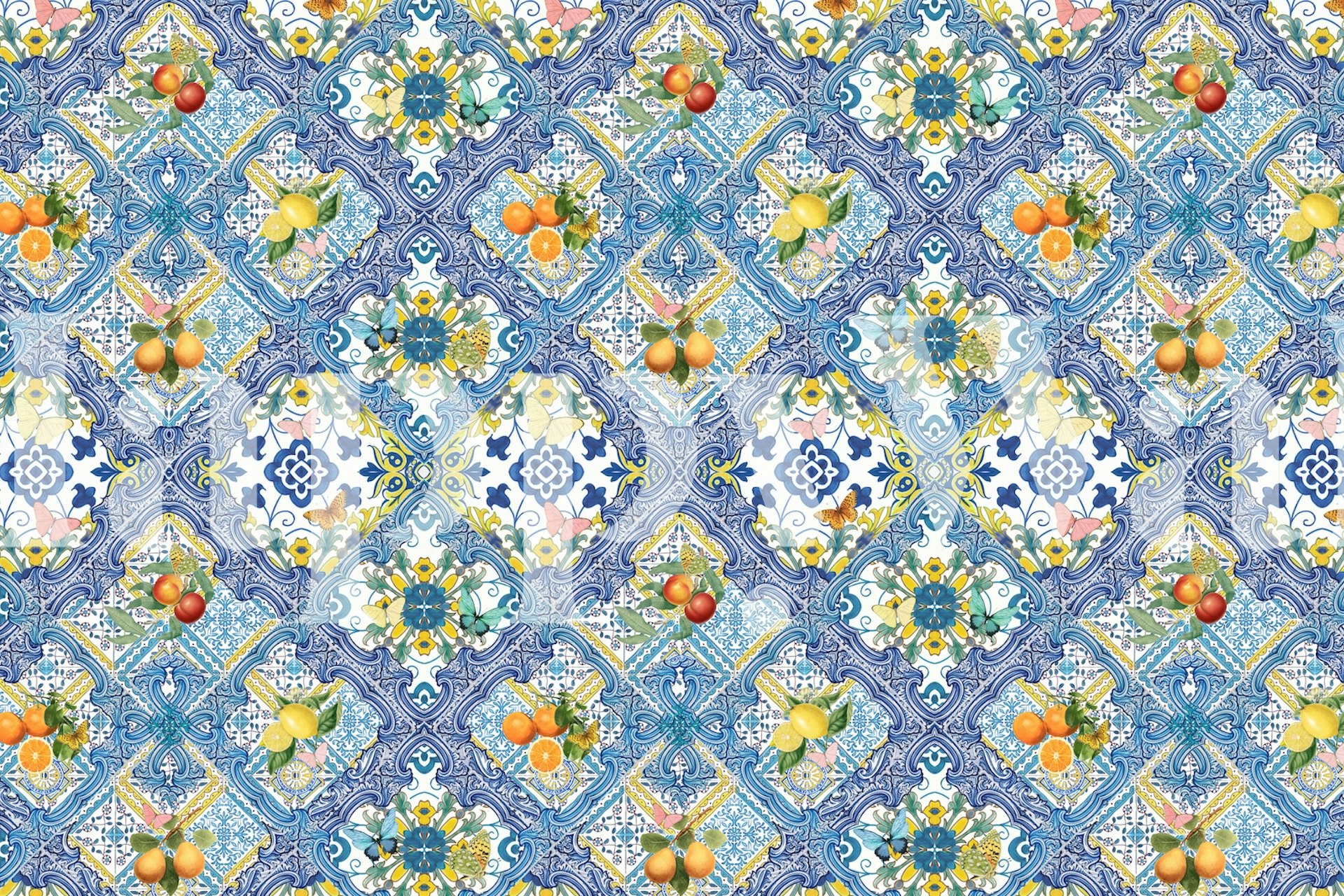 Mediterranean tiles sitrushedelmiin tapetti