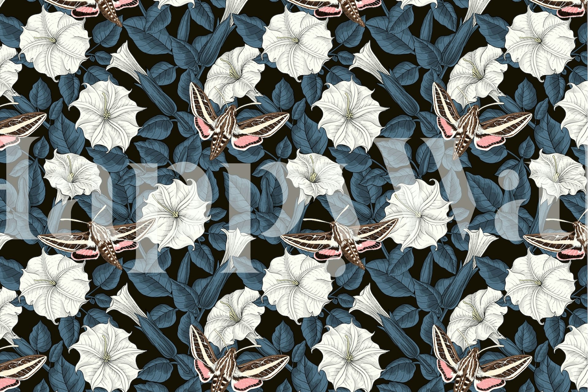 Tapeta Moonflowers a sphinx moths v pokoji