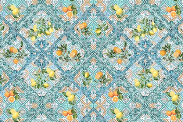 Amalfi azure tiles, lemons and oranges II