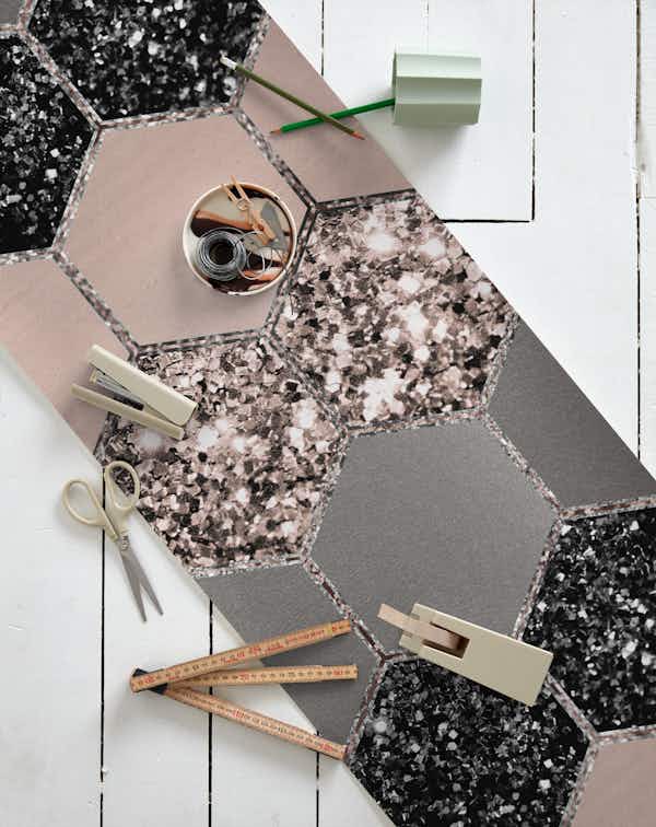 Blush Hexagon Glitter Glam 3 wallpaper roll