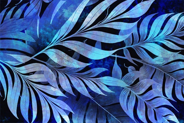 Blue Tropical Leaf Art