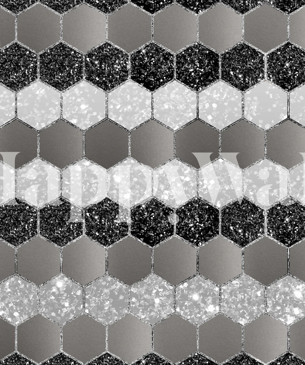 Silver hexagon glitter wallpaper in a room