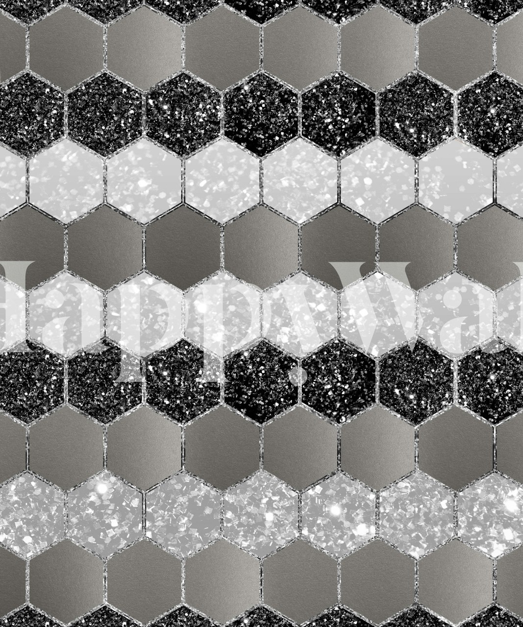 Silver hexagon glitter wallpaper in a room