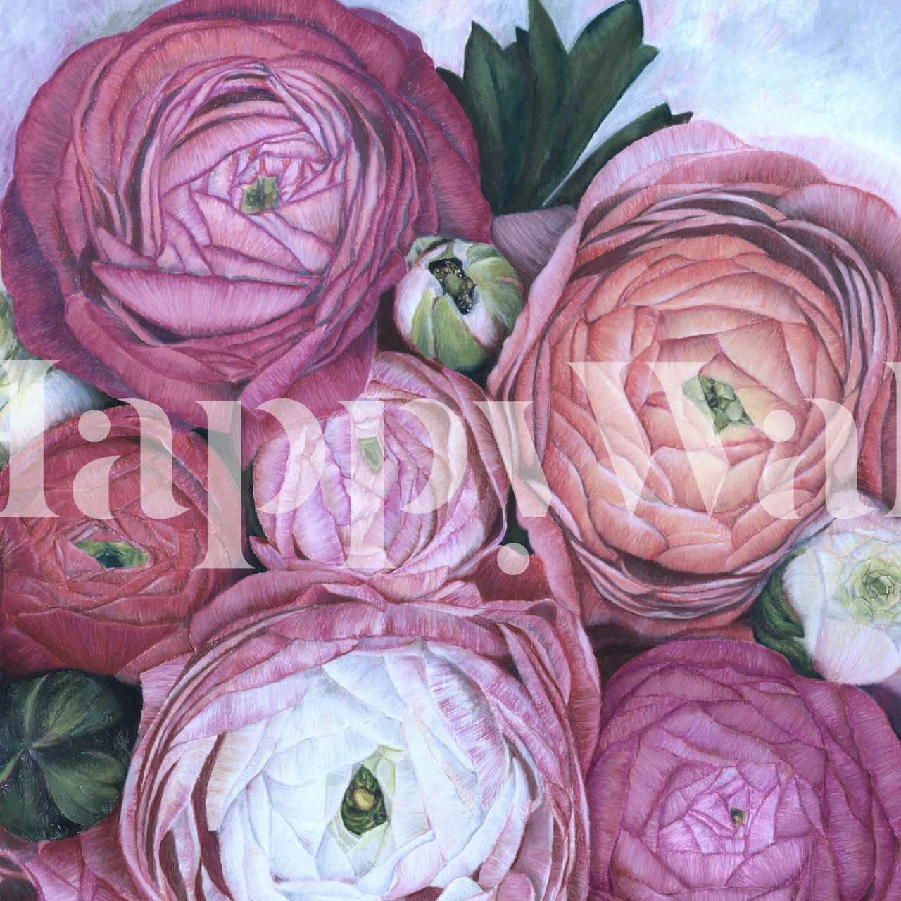 Floral wallpaper with pink bouquets in a room