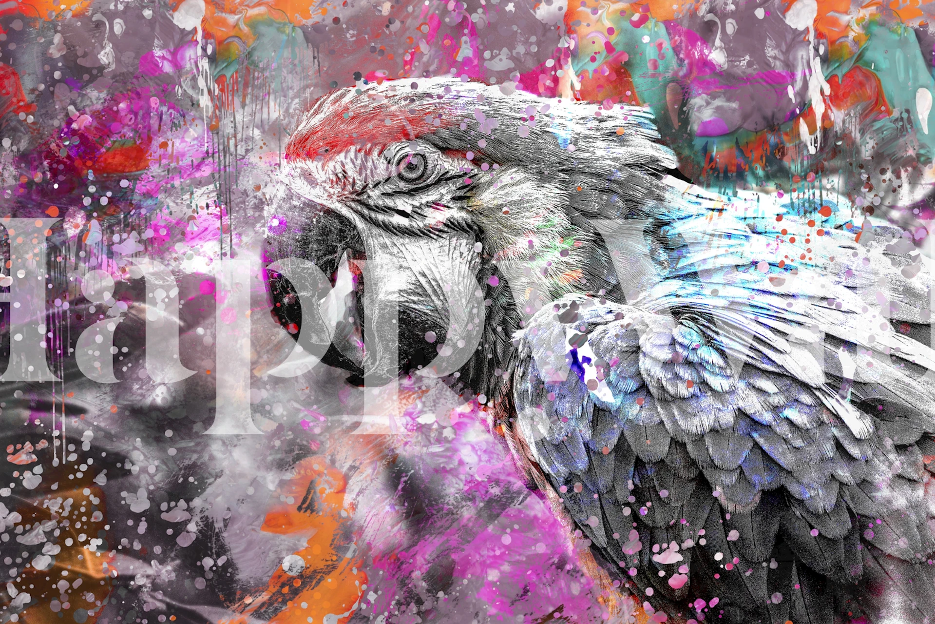 Crazy Parrot wallpaper in a room