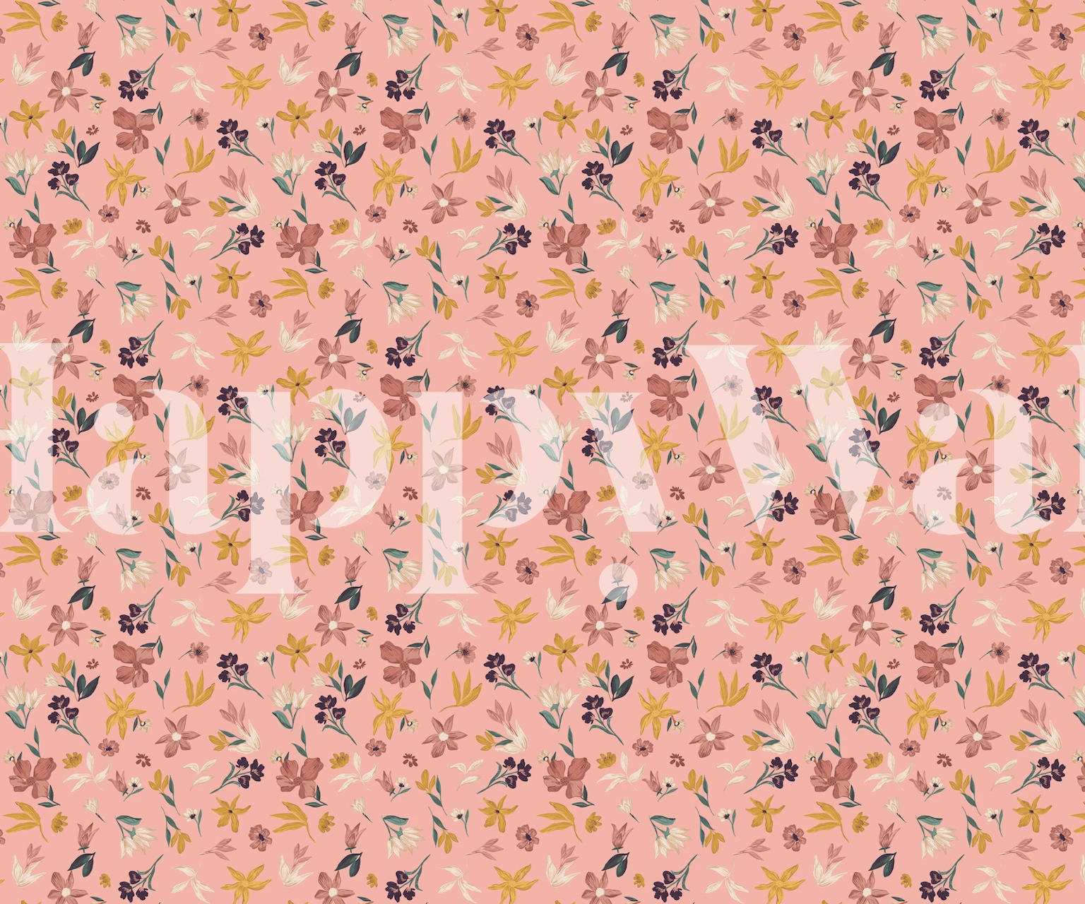 Magic Pink Flower Garden behang in een kamer