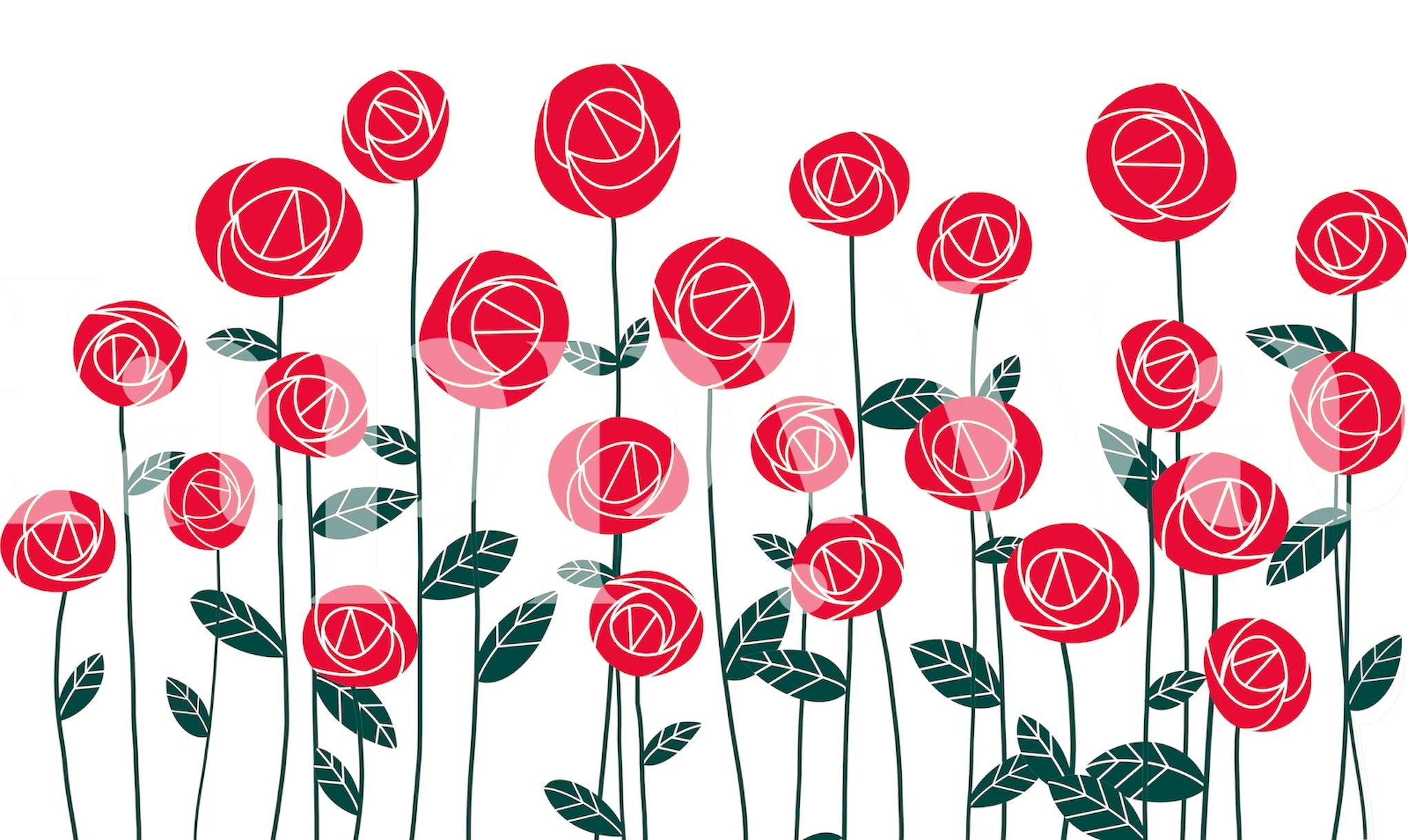 Art Nouveau Roses wallpaper - Happywall