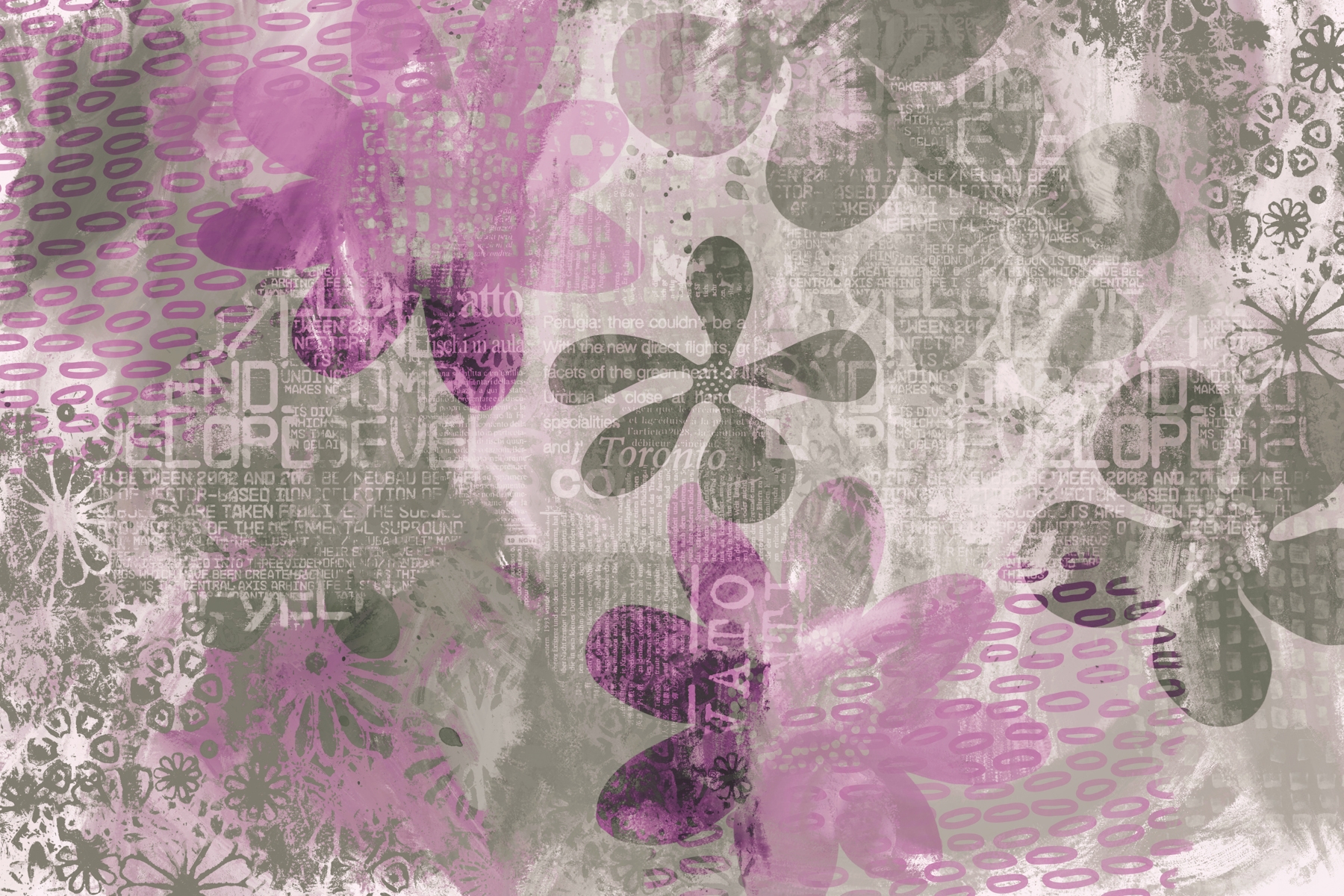 Flower Mixed Media Pink Grey Wallpaper - Buy Now on Happywall