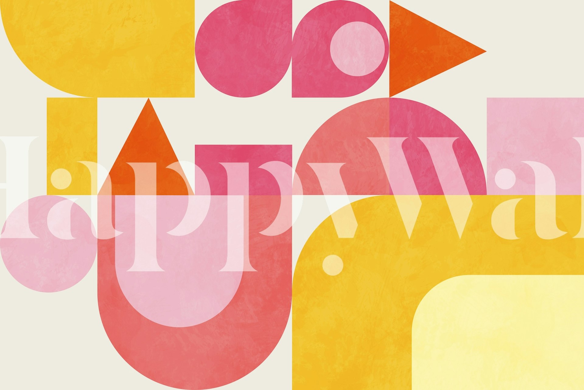 Mid Century Modern Spring tapet med abstrakta geometriska former i pastellfärger