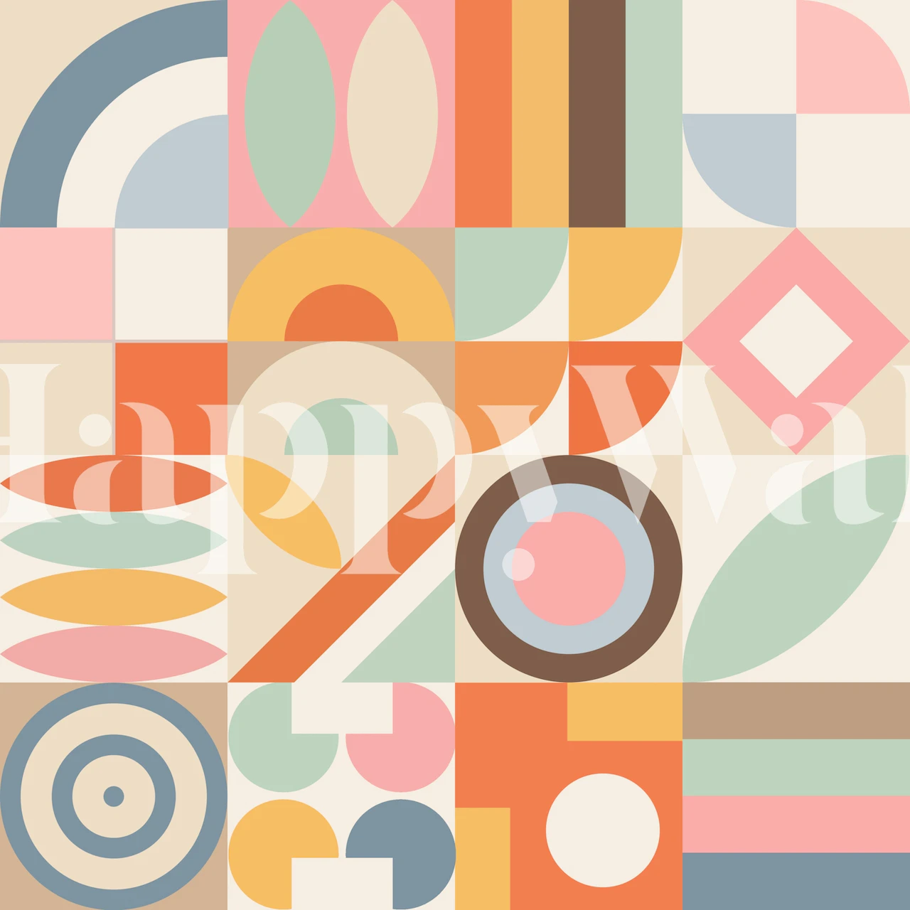 Design de papel de parede Geometric kids em um quarto