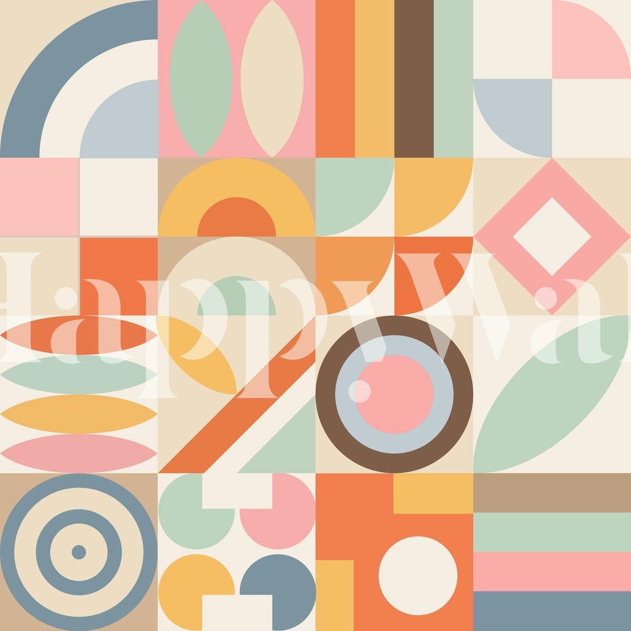 Colorful geometric shapes in pastel tones wallpaper