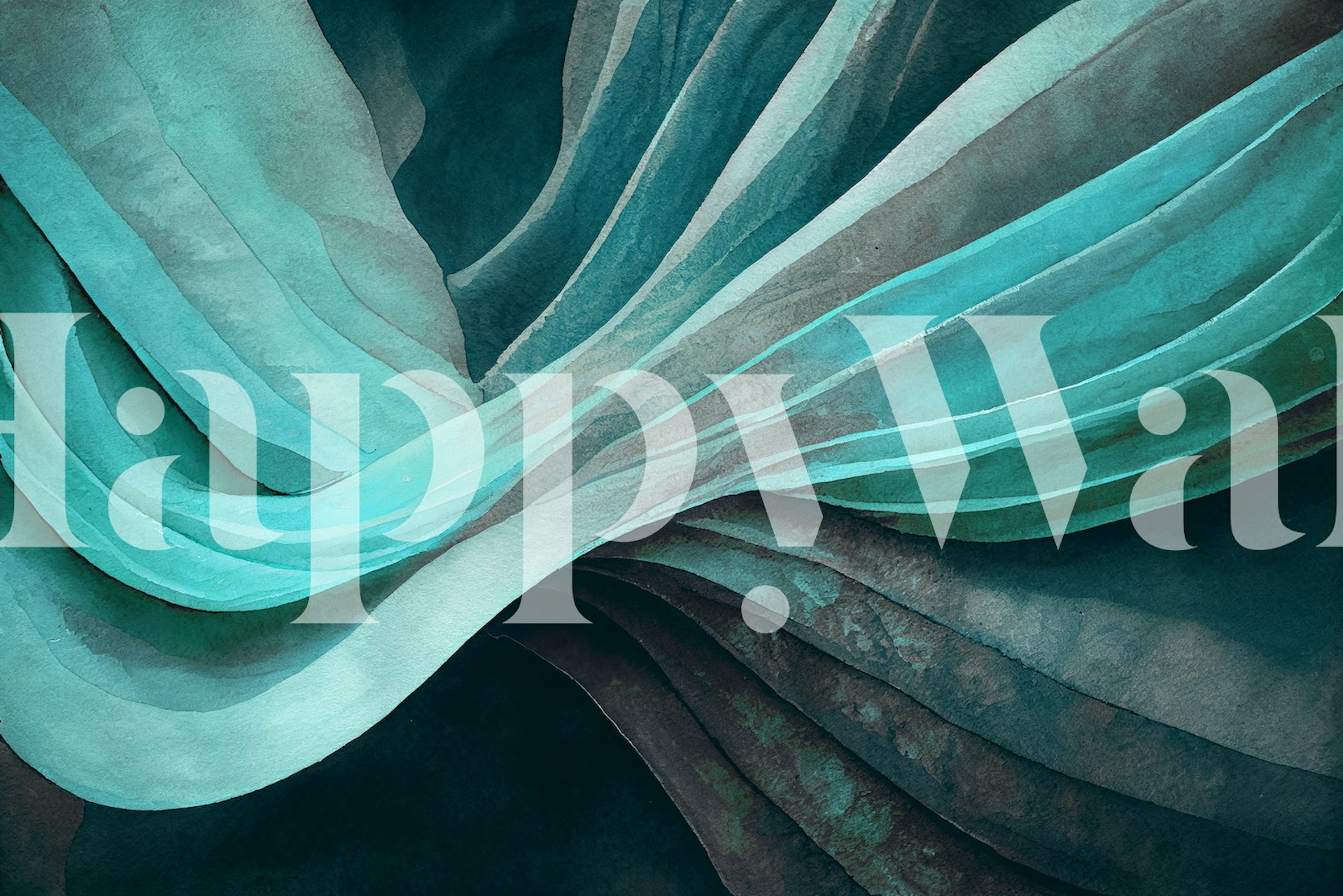 Abstract aqua and mint wave pattern wallpaper