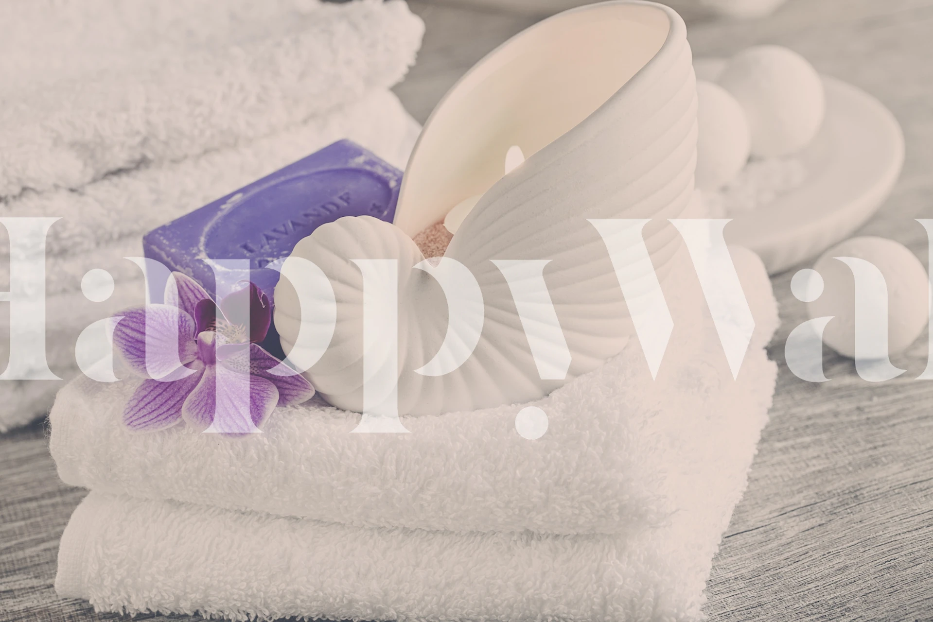 tapeta Spa Still Life Pink Orchid v místnosti