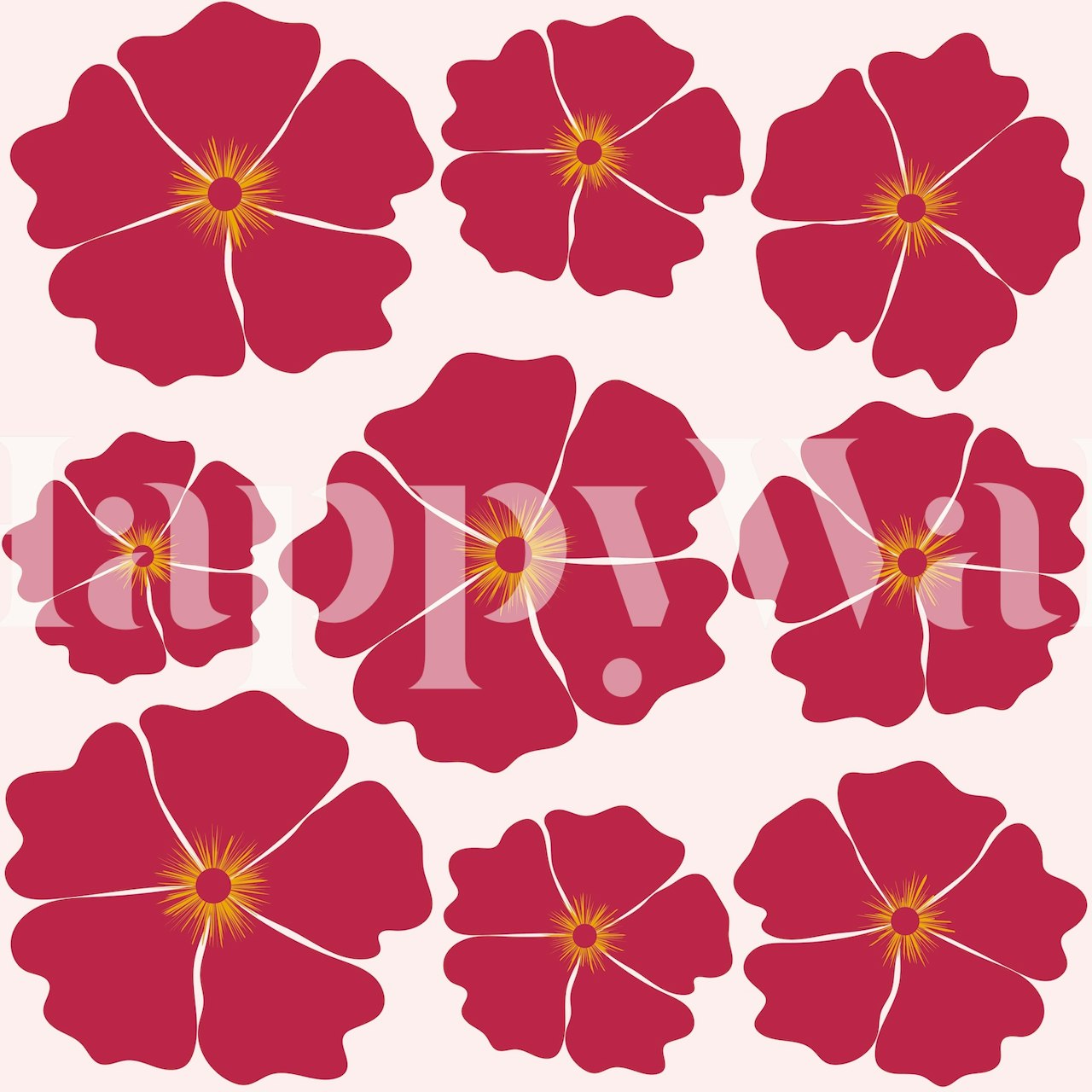 Magenta flower tapet i ett rum