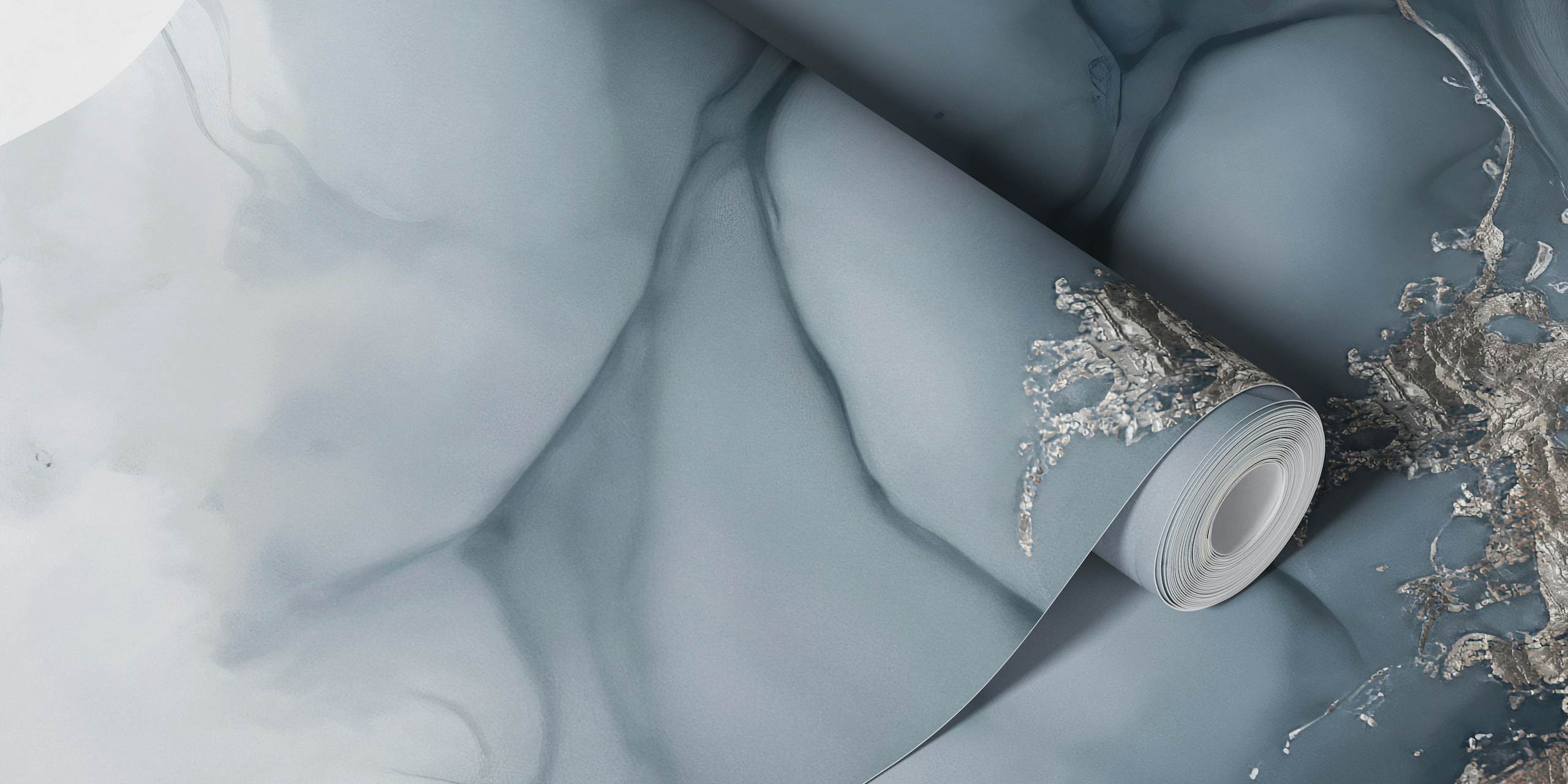 Papel pintado Eclectic Grey Silver Ink Art en una habitación