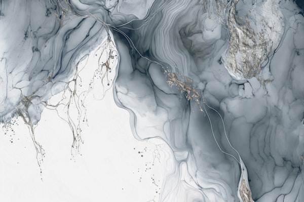 Eclectic Grey Silver Ink Art