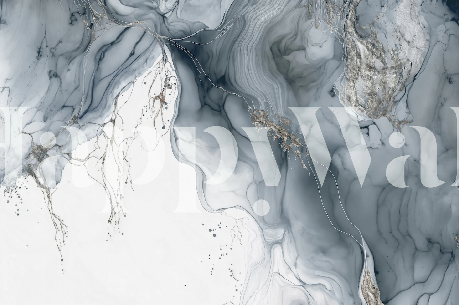 Eclectic Grey Silver Ink Art tapet i ett rum