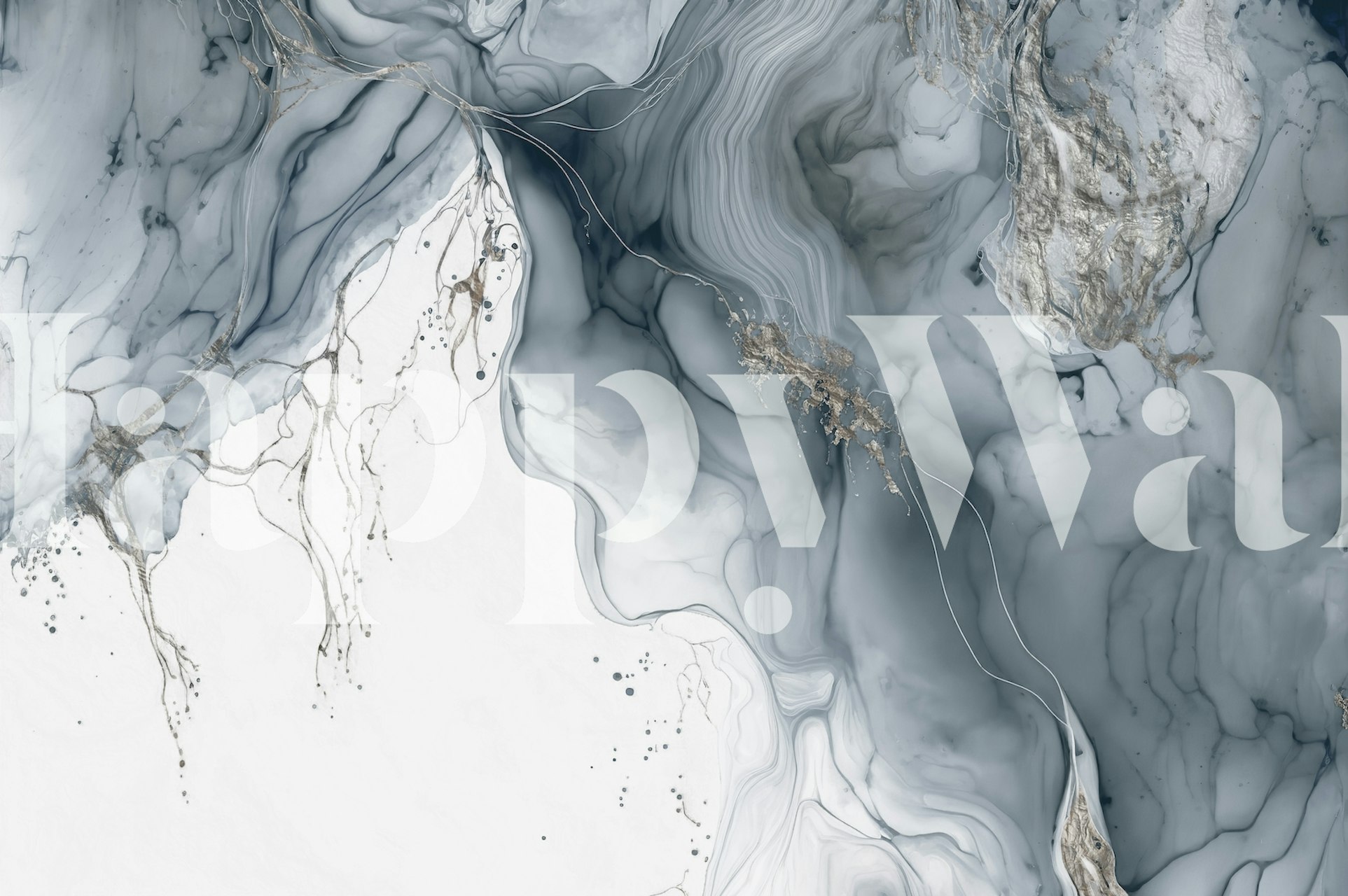 Papel pintado Eclectic Grey Silver Ink Art en una habitación