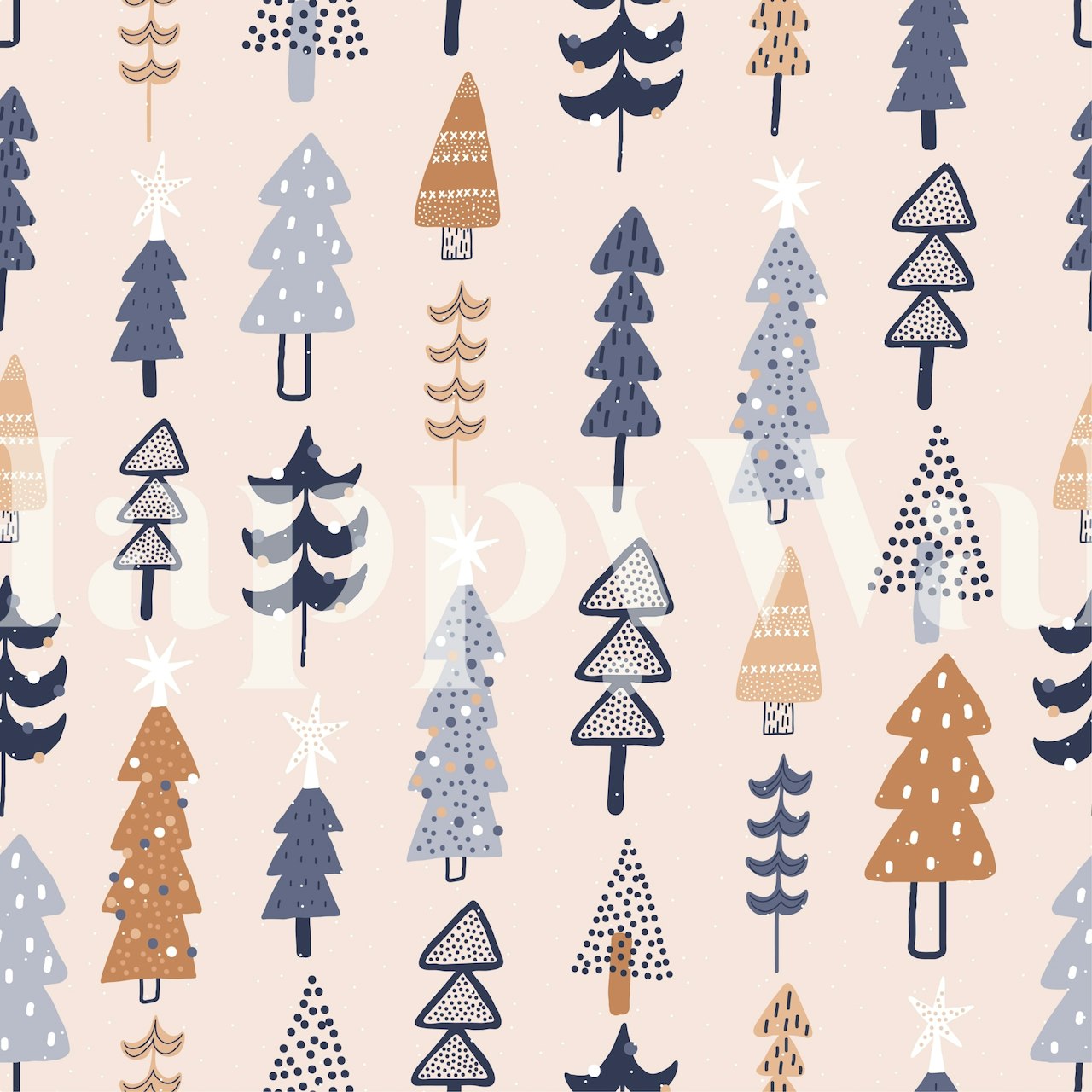 Pine Tree Repeat design wallpaper displayed in a room