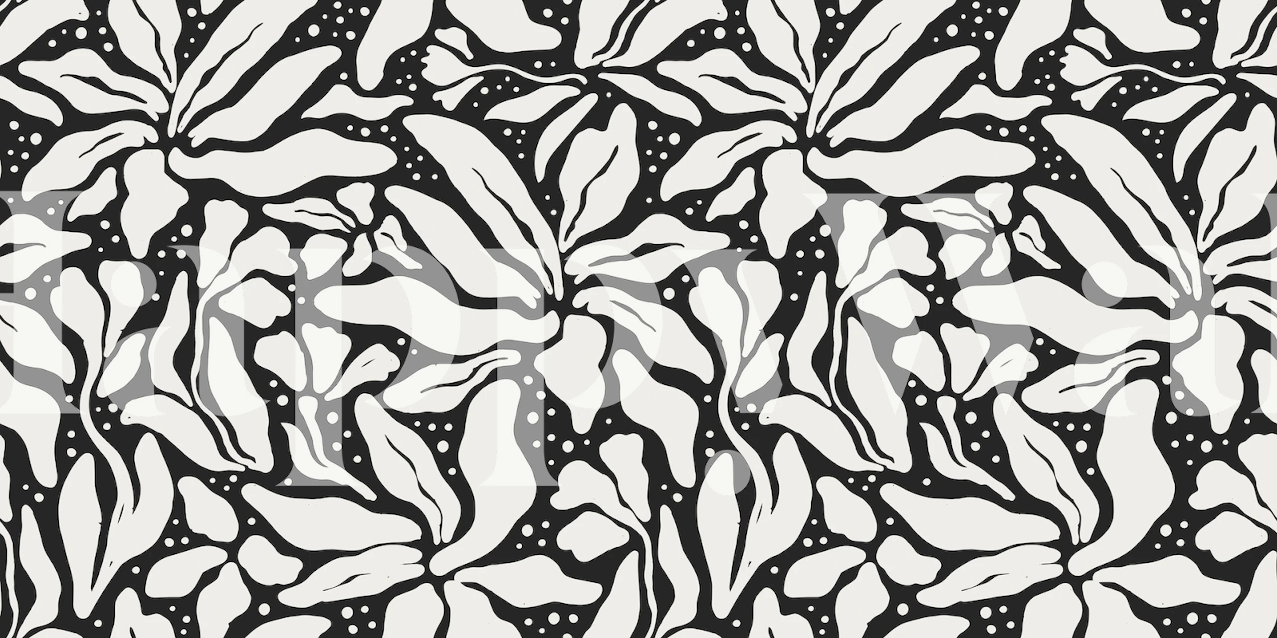 Black and grey flower shapes tapet i et rum