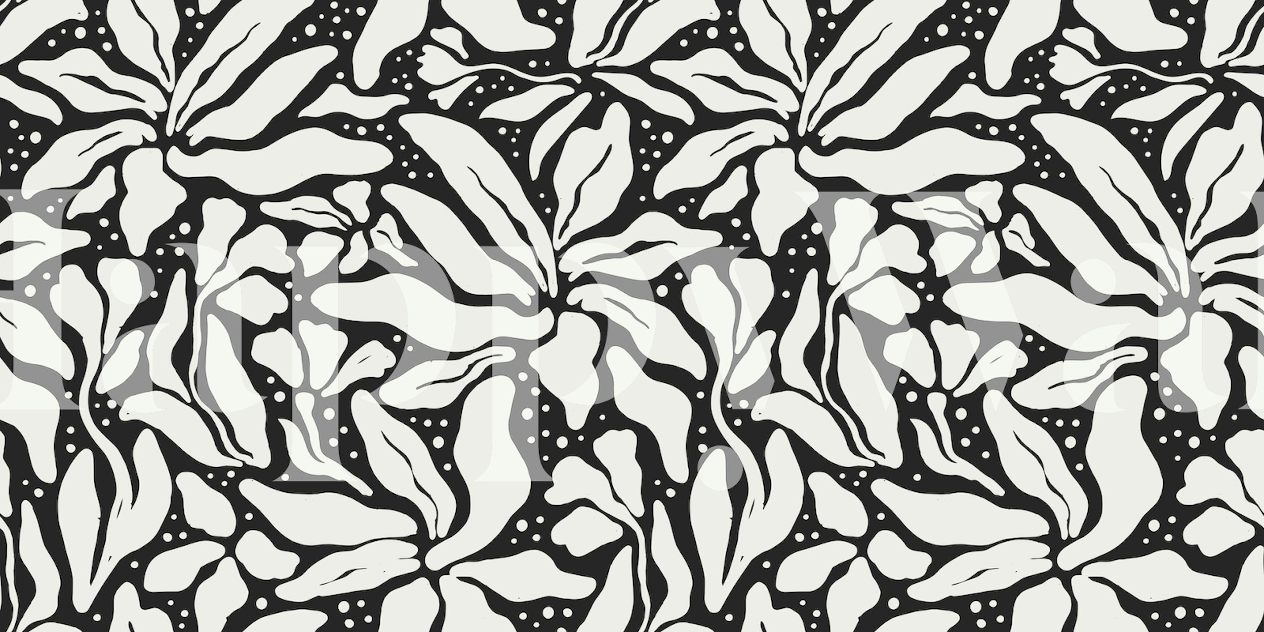 Black and grey flower shapes tapet i et rum