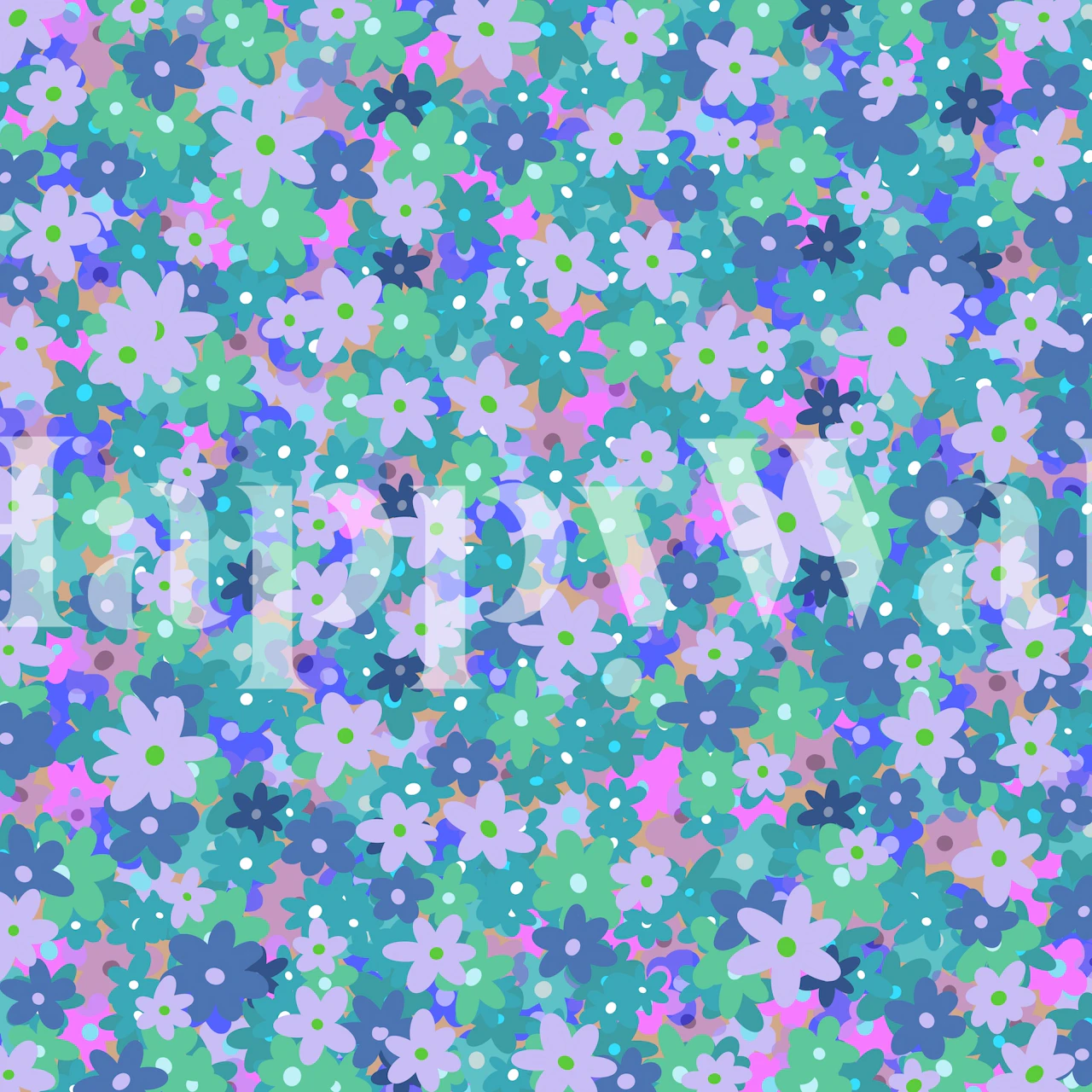 Purple and blue floral pattern wallpaper