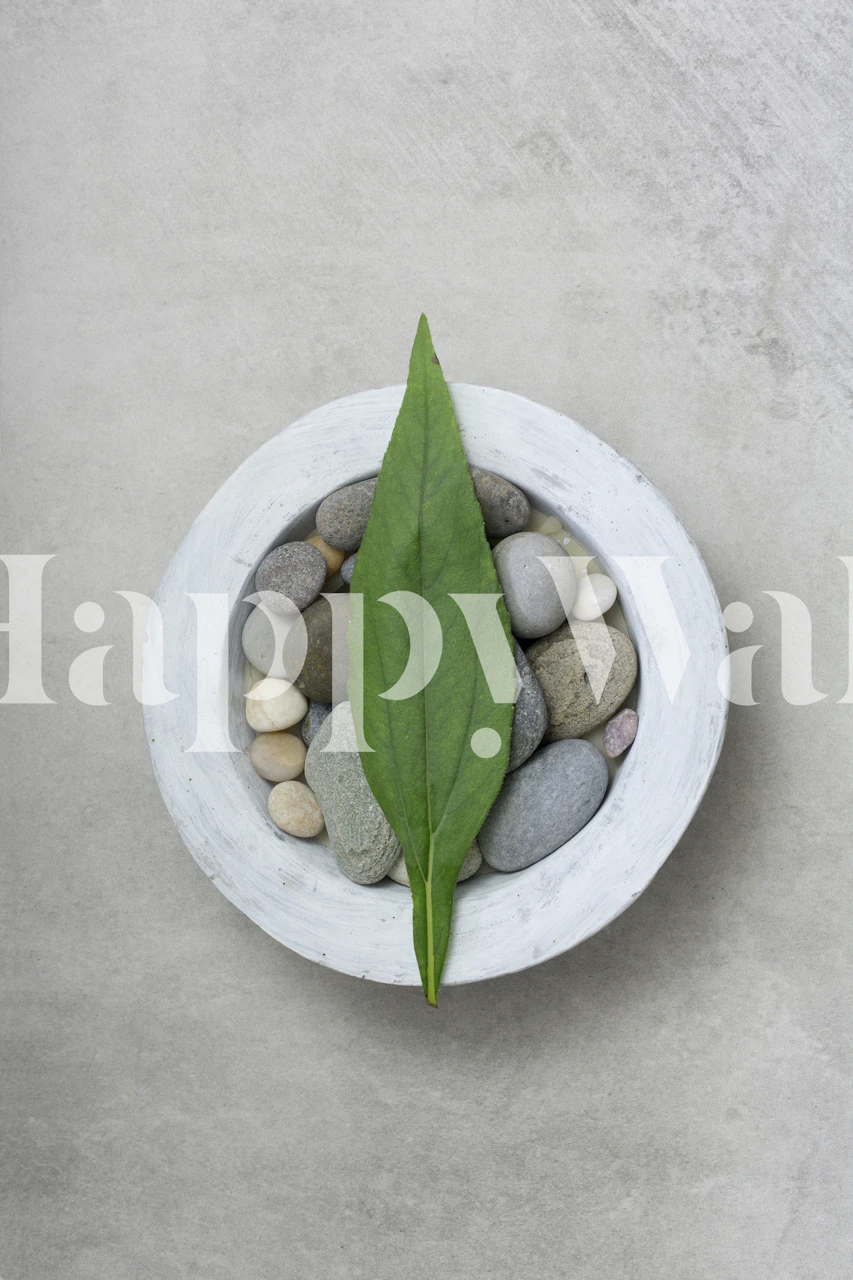 Zen Style Still Life With Leaf ja kivet tapettisuunnittelu