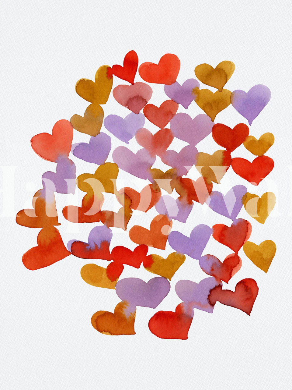 Colorful heart shapes in various shades of red, orange, pink, and purple wallpaper