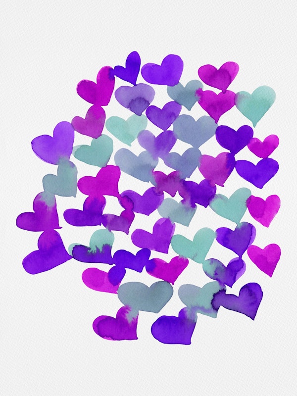 Melting hearts aqua and purple