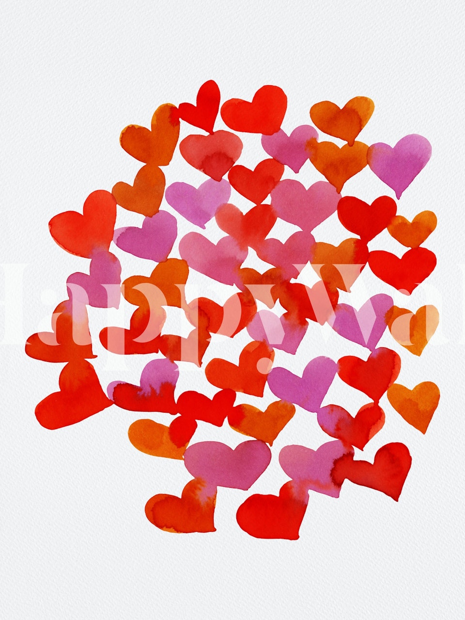Colorful hearts in pink and orange pattern wallpaper