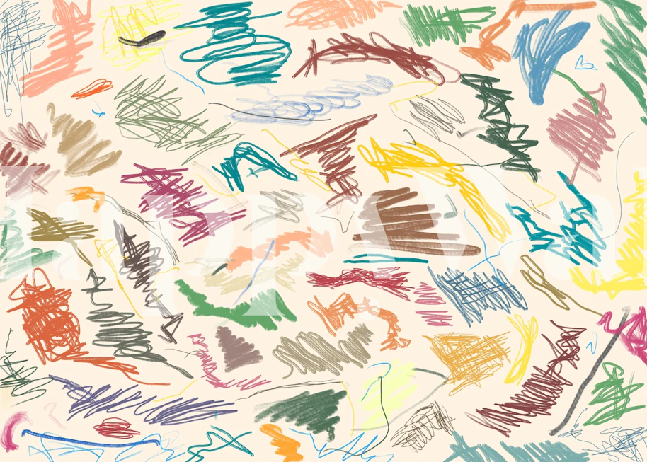 Mural abstrato de rabiscos coloridos Cianfrusaglia design.