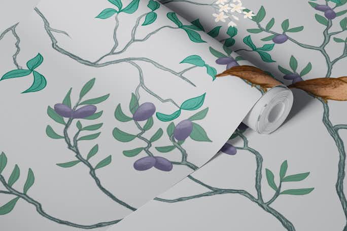 Chinoiserie vintage floralwallpaper roll