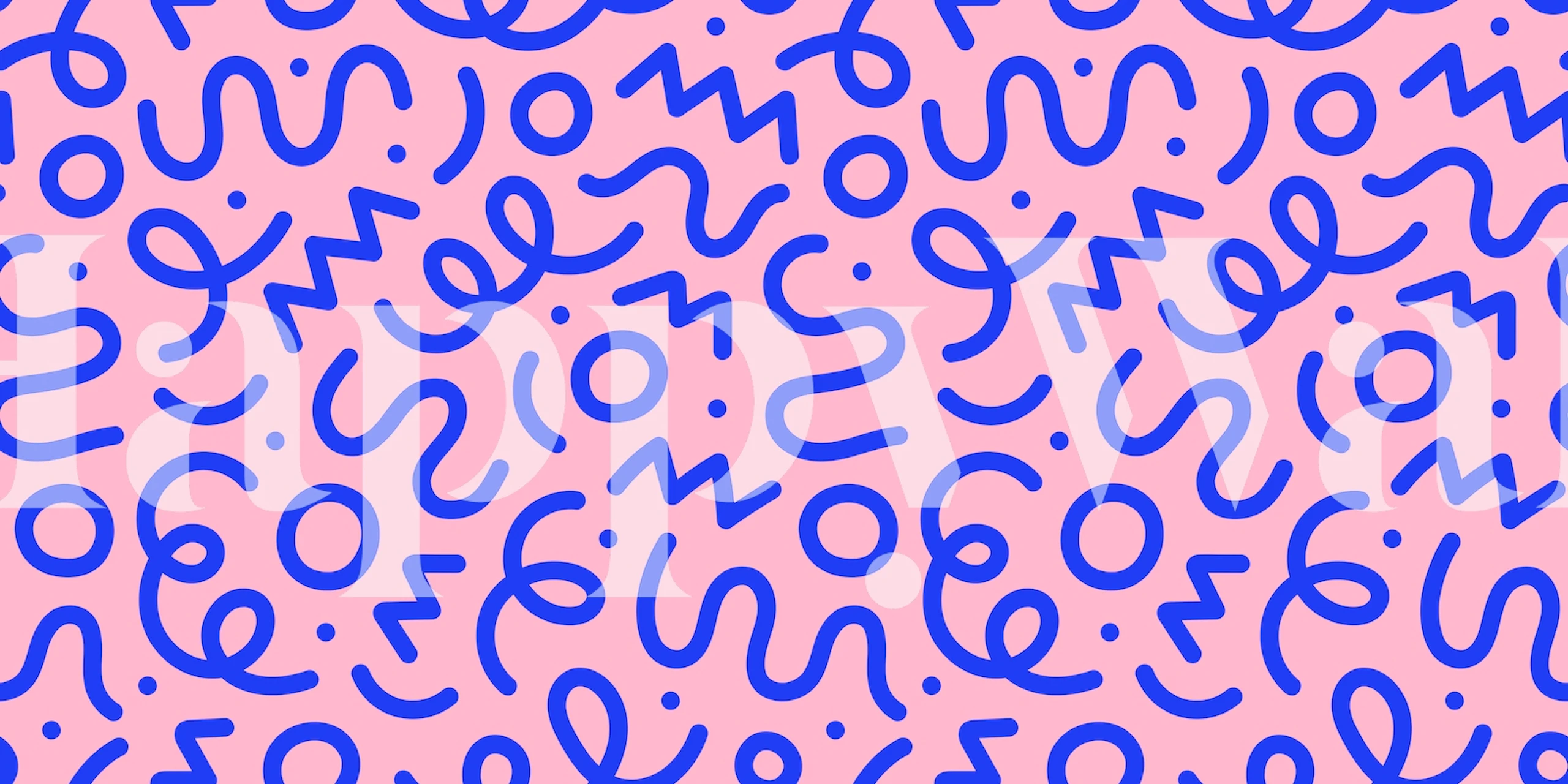 Colorful scribble pattern on pink background wallpaper