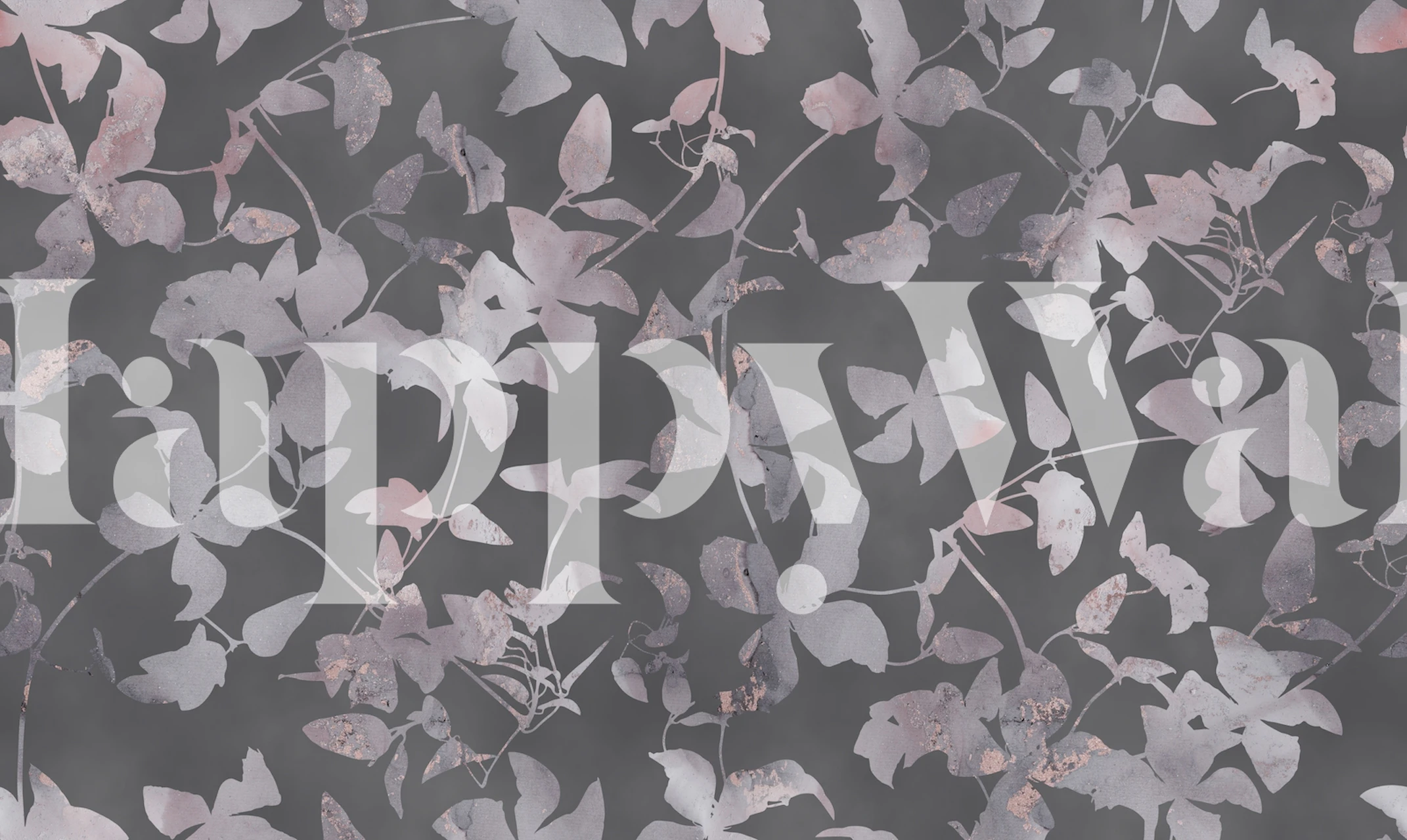 Smoke Pink And Grey Clematis Wall Mural with ethereal floral design