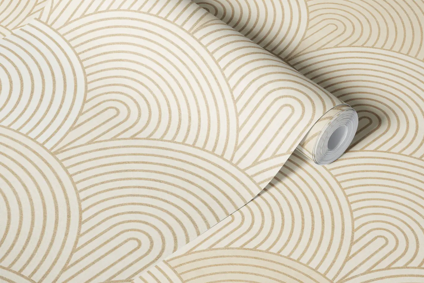 Eli Boho abstract geo arches - Sand beige wallpaper roll