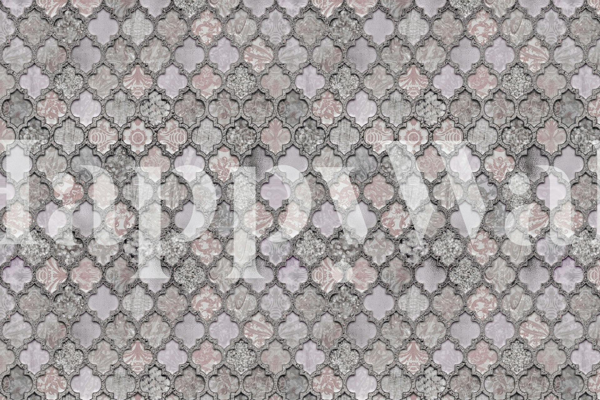 Old Moroccan Tiles Smoke Pink tapeta v pokoji