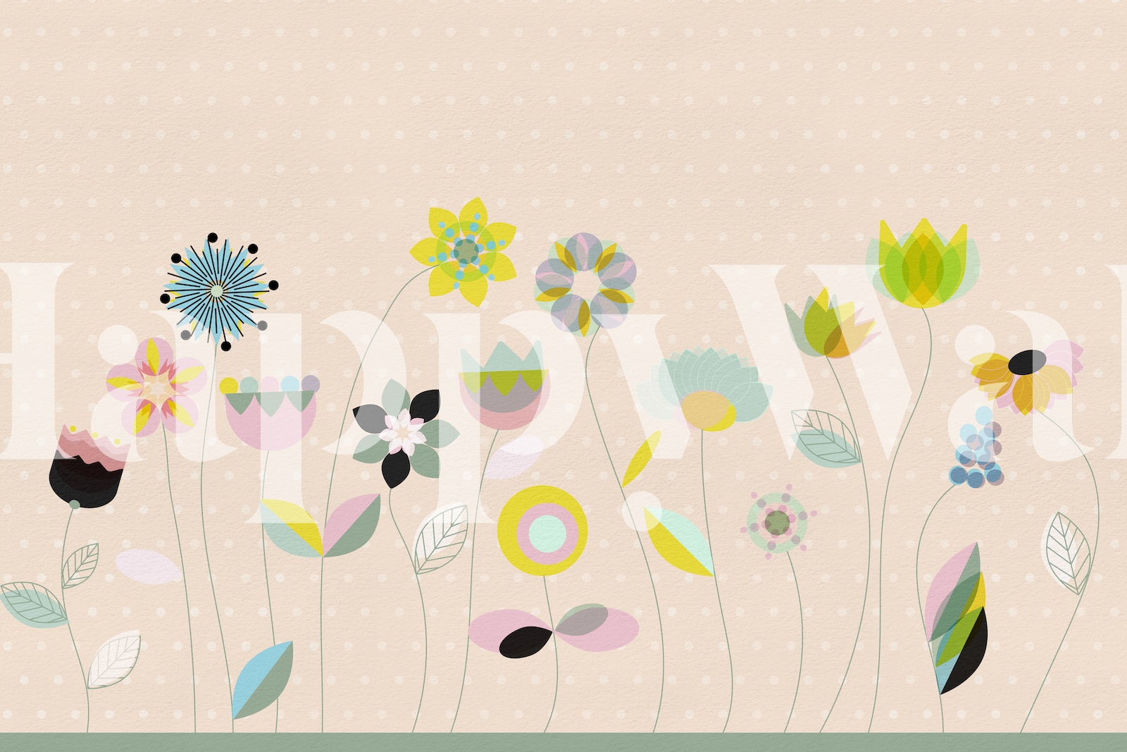 Mid-Century Floral Spring Wallpaper - Happywall