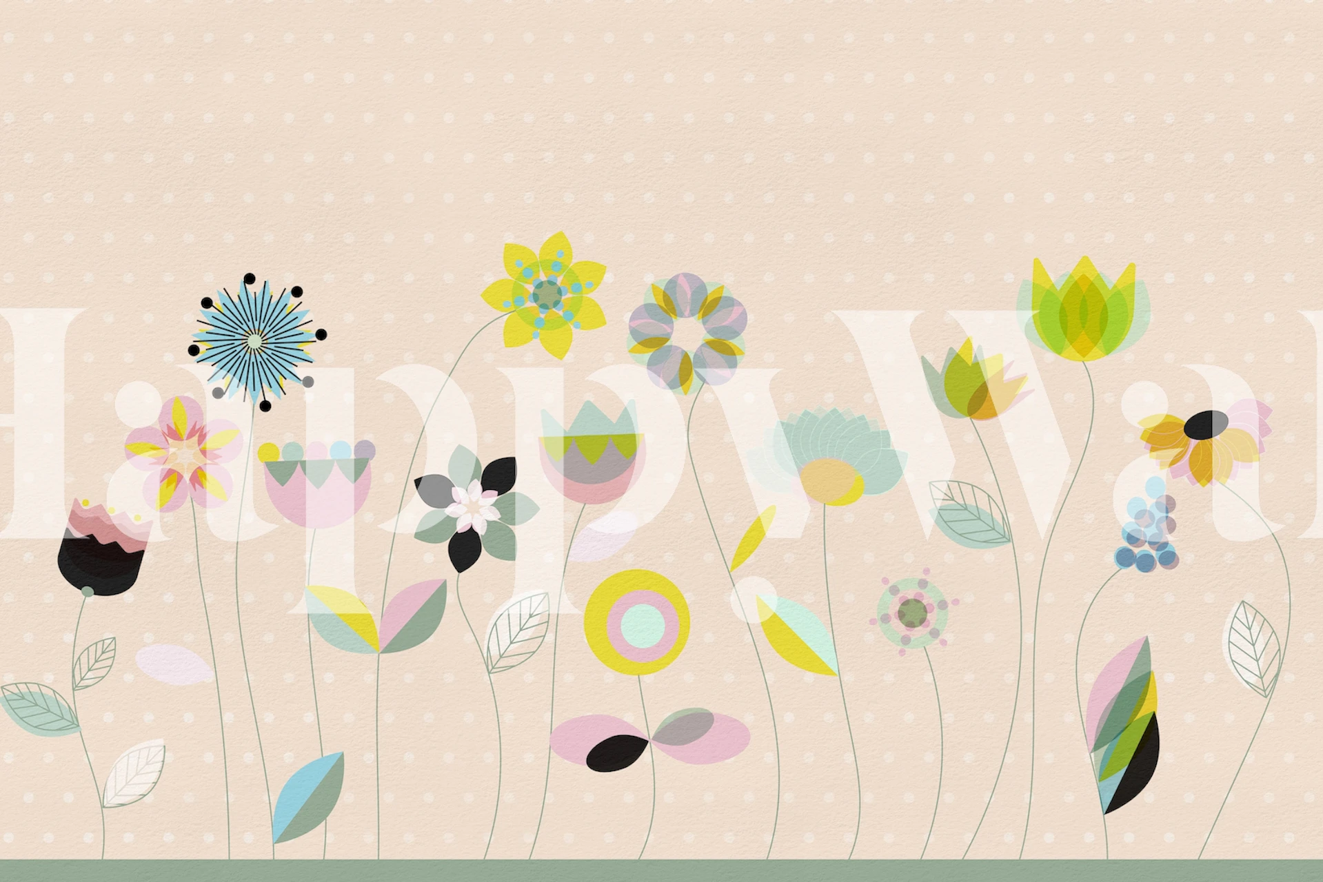 mid century floral spring tapetdesign