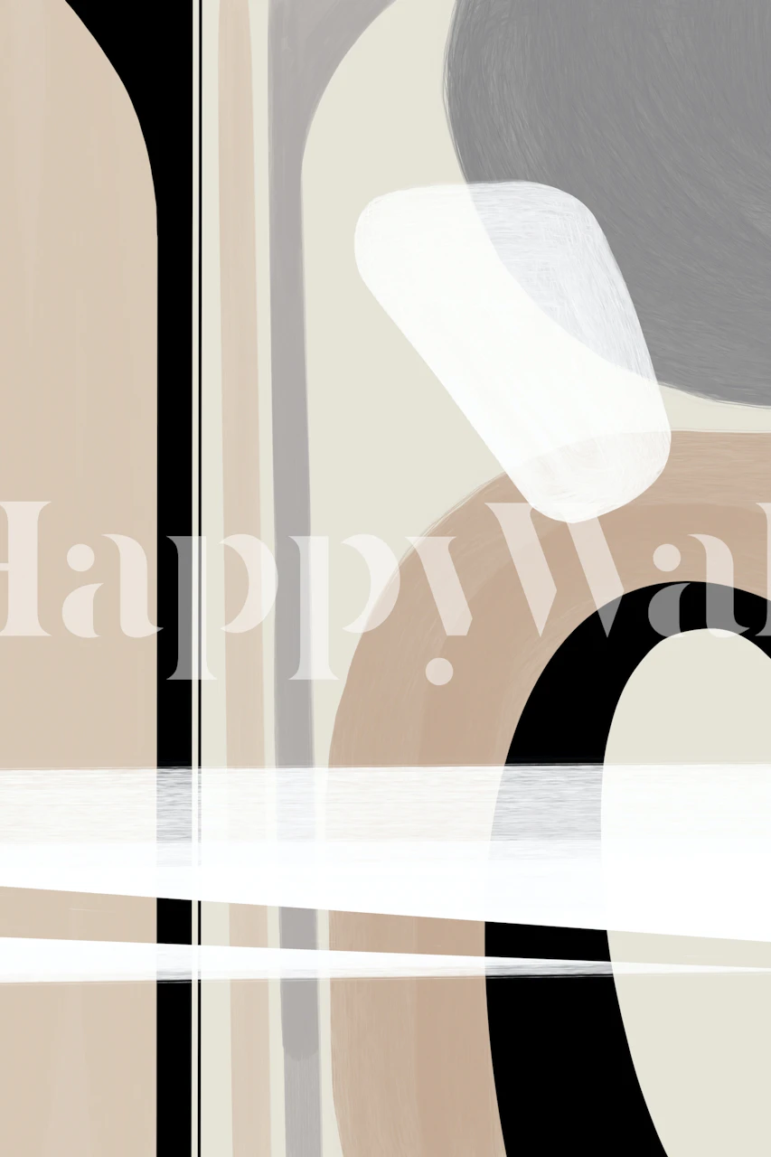 Abstract shapes in neutral tones with a boho style wallpaper