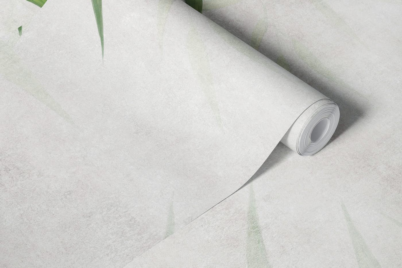 Bamboo leaves on concrete wallpaper roll