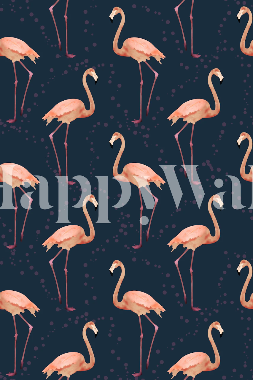 Pink flamingos on a navy background wallpaper